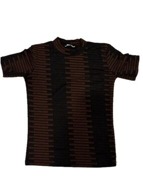 Zara Black and Brown Striped Top
